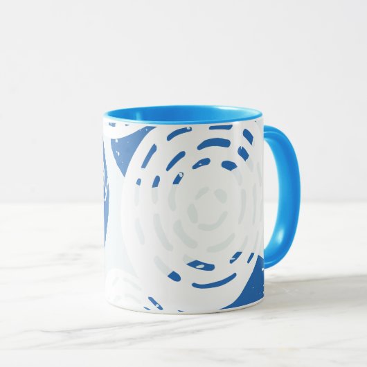 Benutzerdefinierte Abstrakte Blau- und Weißkreissc Tasse (VorderseiteRechts)