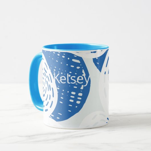 Benutzerdefinierte Abstrakte Blau- und Weißkreissc Tasse (Vorderseite Links)