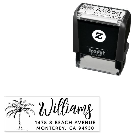 Benutzerdefinierte Address-Briefmarke mit Palm Tre Permastempel (Beispiel)