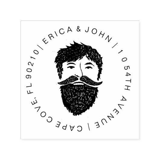 Benutzerdefinierte Adresse Bearded man Self-Ink-Rü Permastempel (Design)
