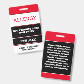 Benutzerdefinierte Allergie-Alert-Koch-Karte Ausweis (Vorder- & Rückseite)