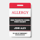Benutzerdefinierte Allergie-Alert-Koch-Karte Ausweis (Vorderseite)