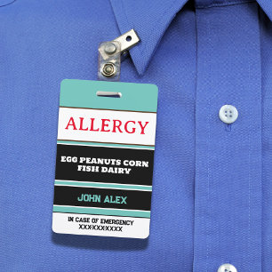 Benutzerdefinierte Allergie-Alert-Koch-Karte Ausweis