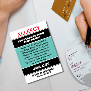 Benutzerdefinierte Allergie-Alert-Koch-Karte Dankeskarte