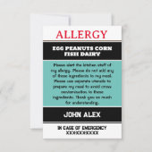 Benutzerdefinierte Allergie-Alert-Koch-Karte Dankeskarte (Vorderseite)