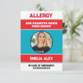 Benutzerdefinierte Allergiewarnkarte Koch mit Foto Dankeskarte (Stehend Vorderseite)