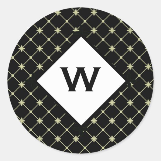 Benutzerdefinierte anfängliche Goldkreuze auf schw Runder Aufkleber (Vorderseite)