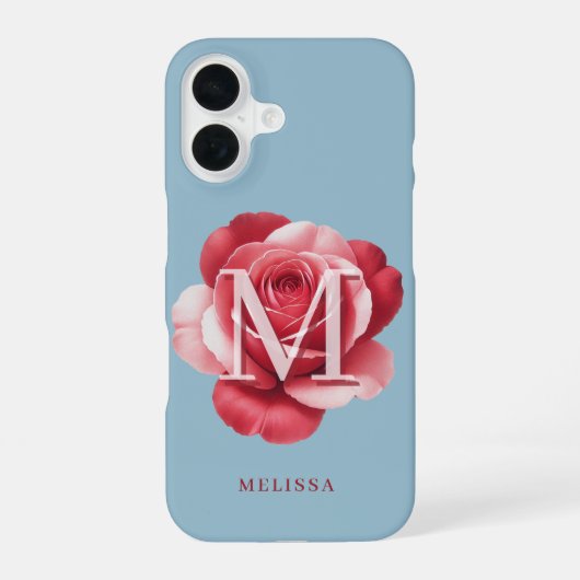 Benutzerdefinierte anfängliche Rose iPhone-Hülle | iPhone 16 Hülle (Rückseite)