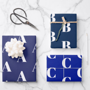 Benutzerdefinierte Anfangsbuchstaben Blau der Lett Geschenkpapier Set