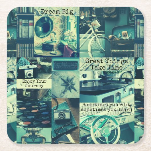 Benutzerdefinierte Anführungszeichen für die Retro Rechteckiger Pappuntersetzer (Vorderseite)