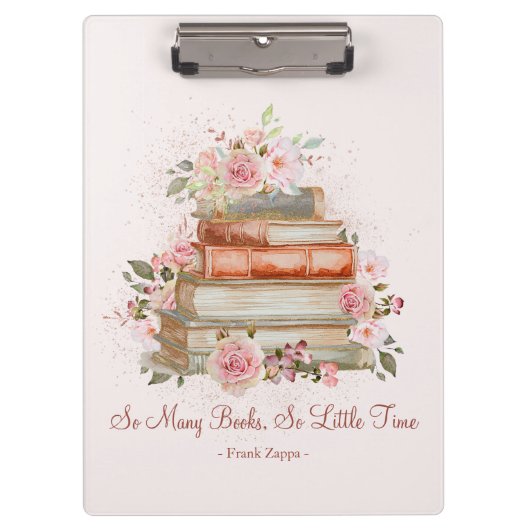 Benutzerdefinierte Angebotsbücher und rosa Rosen,  Klemmbrett (Vorderseite)