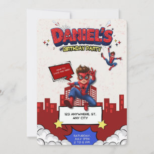 Benutzerdefinierte Anime-Spider-Man-Geburtstagsein Einladung