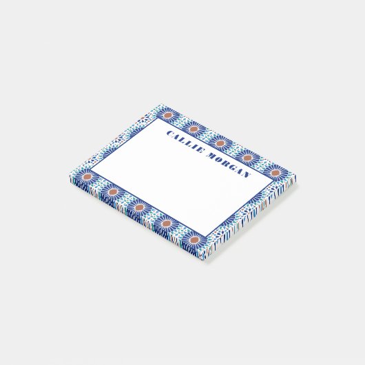 benutzerdefinierte Anmerkungen zu blauem geometris Post-it Klebezettel (angewinkelt)