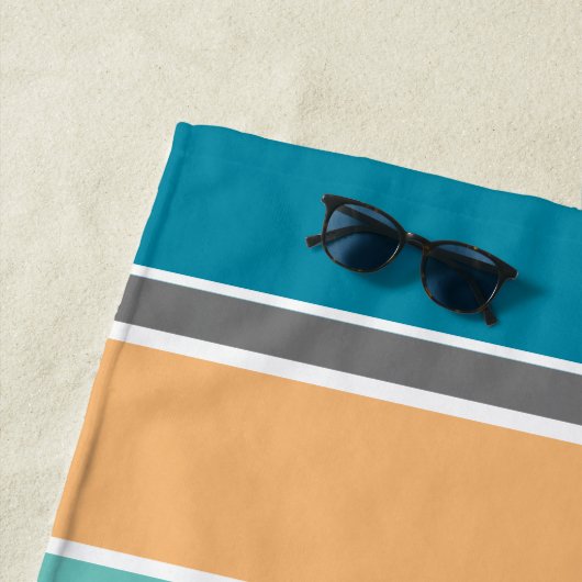 Benutzerdefinierte Aquamarin-blaugelbe Rosa Streif Strandtuch (Beispiel)