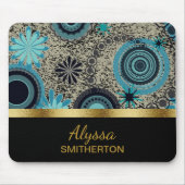 Benutzerdefinierte Aquamarine Black Gold Trendzykl Mousepad (Vorne)