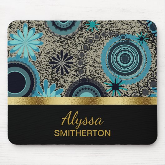 Benutzerdefinierte Aquamarine Black Gold Trendzykl Mousepad (Vorne)