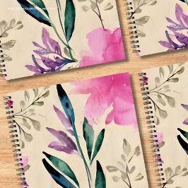 Benutzerdefinierte Aquarell-Blume Rosa Lila modern Notizblock