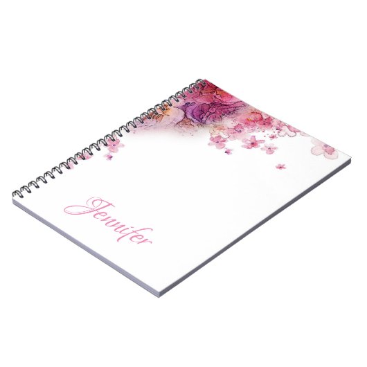 Benutzerdefinierte Aquarell-Blume Rose Elegante Mo Notizblock (Linke Seite)