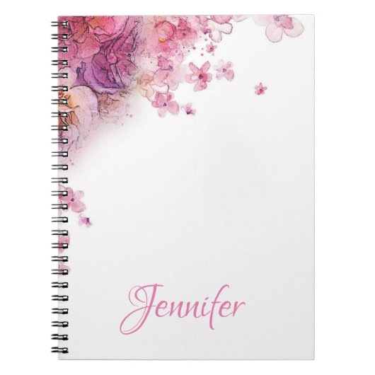Benutzerdefinierte Aquarell-Blume Rose Elegante Mo Notizblock (Vorderseite)