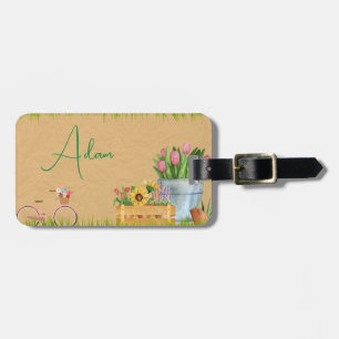 Benutzerdefinierte Aquarell-Blumen-Frühlingsberge Gepäckanhänger