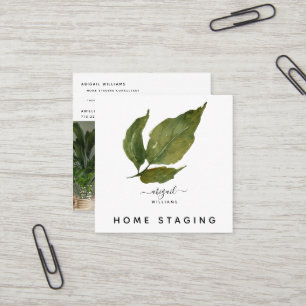 Benutzerdefinierte Aquarell-Laub-Foto-Home-Staging Quadratische Visitenkarte