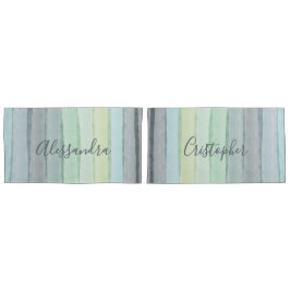 Benutzerdefinierte Aquarellfarbe Retro Streifen Bl Kissenbezug