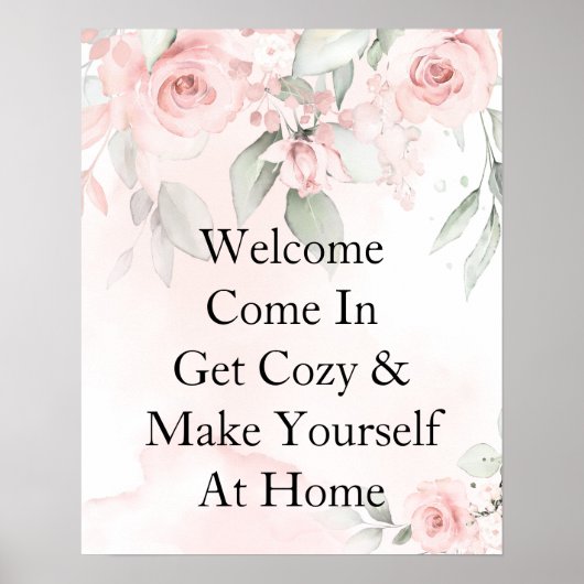 benutzerdefinierte Aquarellfarbe Rosa Wilde Rose Poster (Vorne)