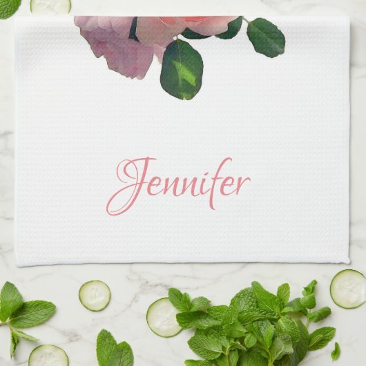 Benutzerdefinierte Aquarellfarben Art Rosa Rote Ro Geschirrtuch (Gefaltet)