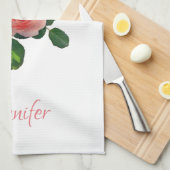 Benutzerdefinierte Aquarellfarben Art Rosa Rote Ro Geschirrtuch (Viertel Falte)