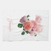 Benutzerdefinierte Aquarellfarben Art Rosa Rote Ro Geschirrtuch (Horizontal)