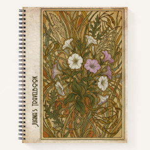Benutzerdefinierte Art Nouveau Petunie Vintage Bot Notizblock