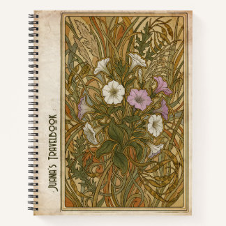 Benutzerdefinierte Art Nouveau Petunie Vintage Bot Notizblock