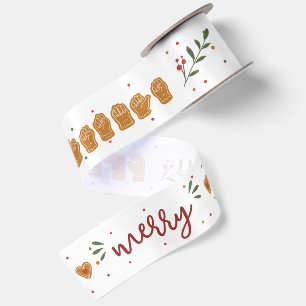 Benutzerdefinierte ASL Frohe Weihnachten Lebkuchen Satinband