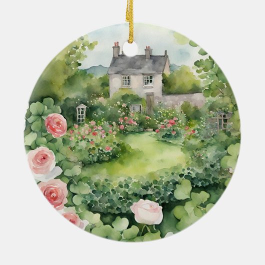 Benutzerdefinierte ästhetische Wasserfarbe Irish V Keramik Ornament (Hinten)