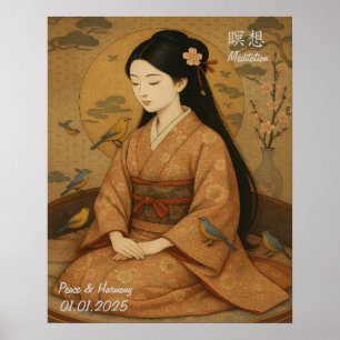 Benutzerdefinierte ästhetische Zen-Meditations-Gal Poster