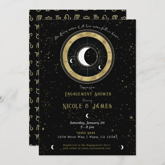 Benutzerdefinierte Astrologie Zodiac Moon Signieru Einladung (Vorne/Hinten)