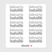 Benutzerdefinierte Aufkleber "gehört zum Namen" (Blatt)