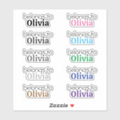 Benutzerdefinierte Aufkleber "gehört zum Namen" (Blatt)