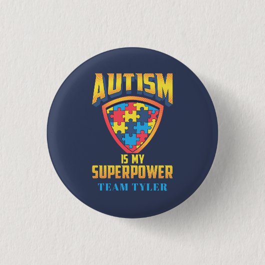 Benutzerdefinierte Autismus ist mein Superpower Pu Button (Vorderseite)