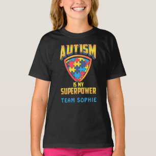 Benutzerdefinierte Autismus ist mein Superpower Pu T-Shirt