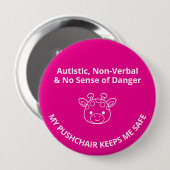 Benutzerdefinierte Autismus Nicht Verbale/Gefahren Button (Vorne & Hinten)