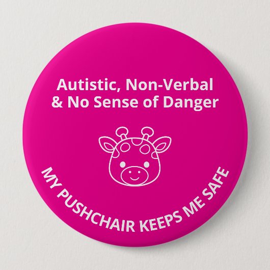 Benutzerdefinierte Autismus Nicht Verbale/Gefahren Button (Vorderseite)