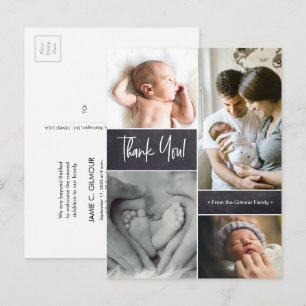 Benutzerdefinierte Baby-Foto-Collage Handlettering Postkarte