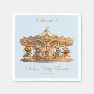 Benutzerdefinierte Baby Shower Dschungel Karussell Serviette