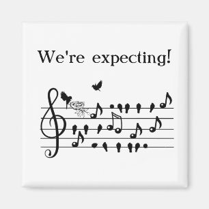 Benutzerdefinierte Baby Shower Musik Vogel Noten A Magnet