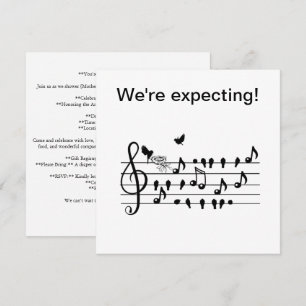 Benutzerdefinierte Baby Shower Musik Vogel Noten E Einladung