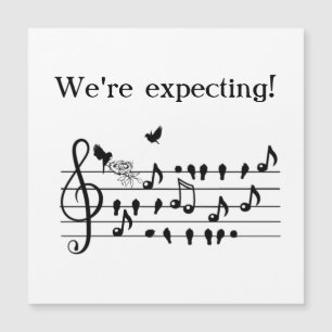 Benutzerdefinierte Baby Shower-Musik Vogel Noten E Magnetkarte