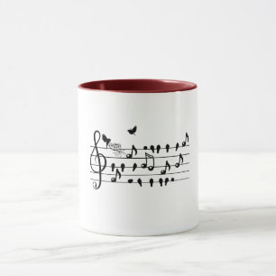 Benutzerdefinierte Baby Shower Musik Vogel Noten E Tasse