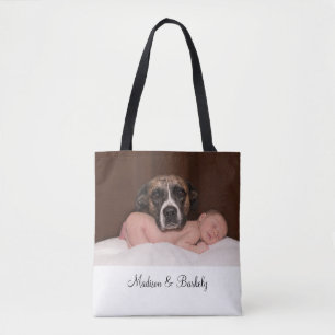 Benutzerdefinierte Baby- und Hund-Foto-Doppelseiti Tasche
