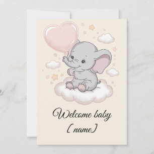 Benutzerdefinierte Babyparty-Grußkarte – Süßer Ele Karte